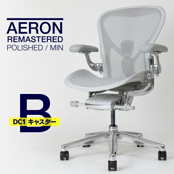 アーロンチェア　リマスタード　Bサイズ　ミネラル　本革カバー　ポリッシュドベース Herman Miller（ハーマンミラー） アーロンチェア リマスタード B